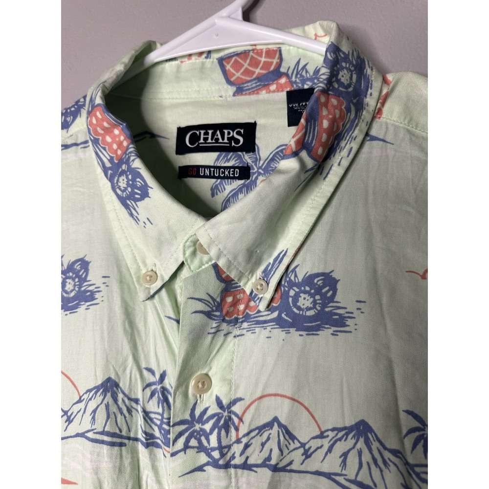Chaps Go Untucked Button Down Hawaiian Shirt‎ Guitars Palms Drums Sz XXL T
